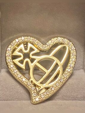 Fashion Jewelry Gold Heart Planet Crystal Luxury Brooch